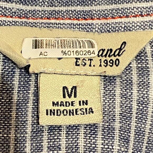 Lucky Brand Size Medium Blue and White Striped Linen/Cotton Blend Tunic Top - Picture 4 of 4